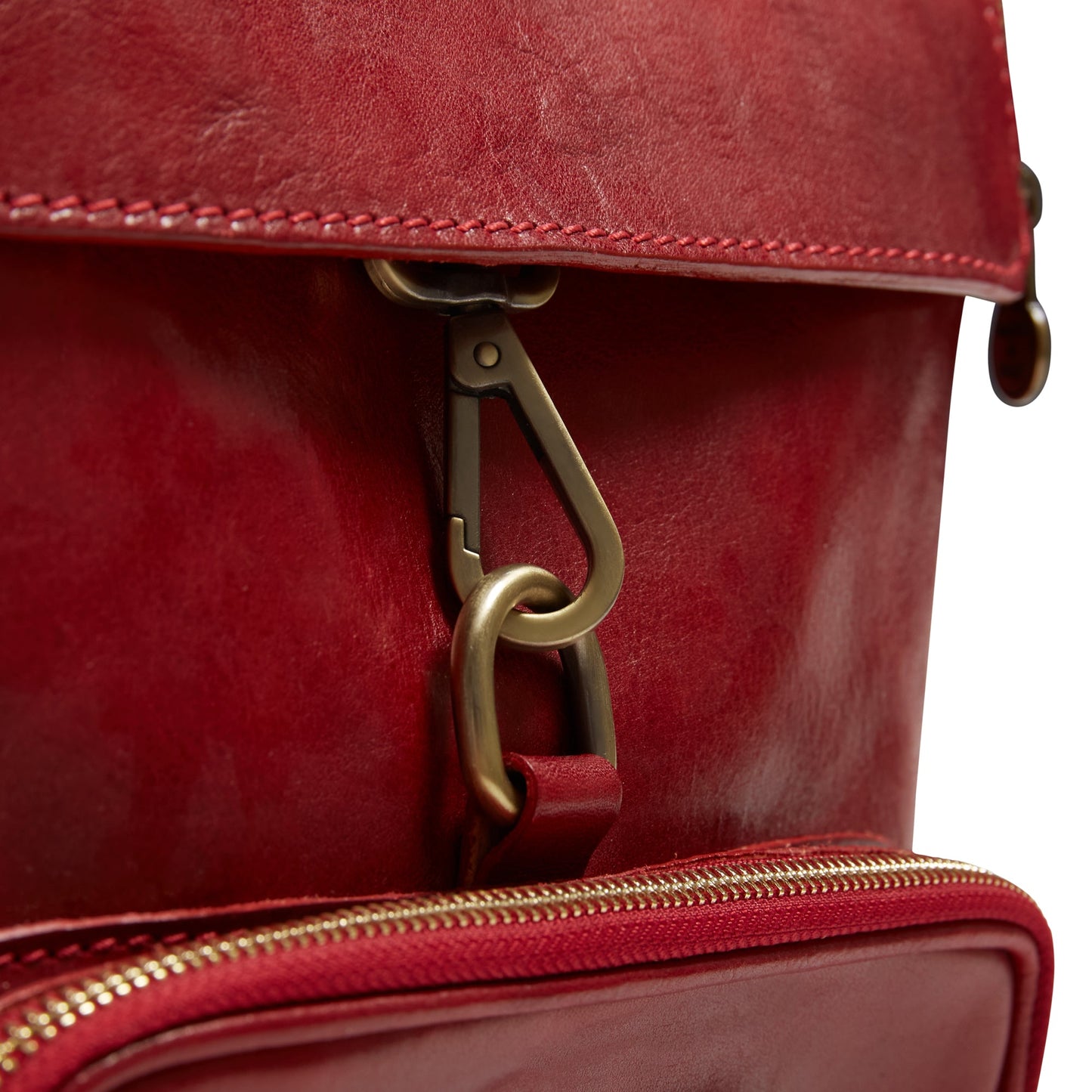 Leather Backpack - Red