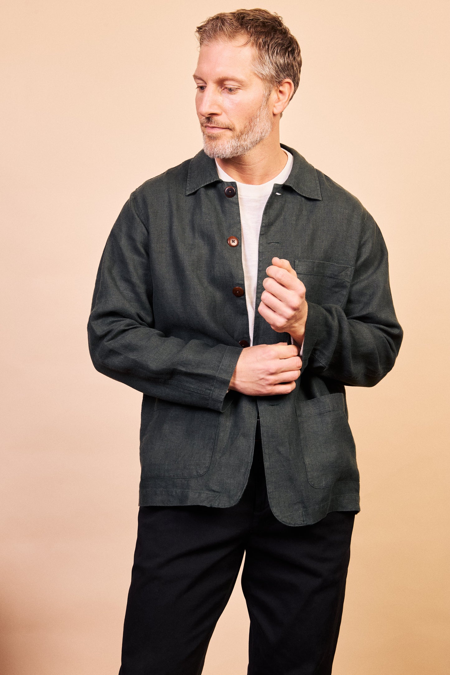 Linen Iffley Jacket - Eucalyptus