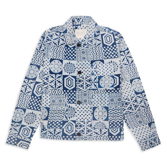 Bodhi Jacket - Block Print Blue