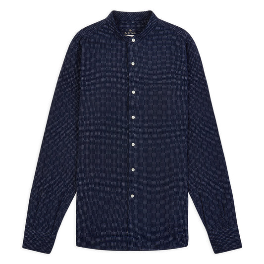 Stando Grandad Shirt - Sashiko Navy