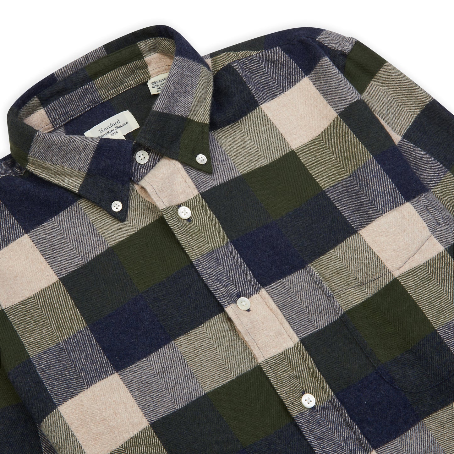 Hartford Pitt Woven Shirt - Navy, Army & Natural