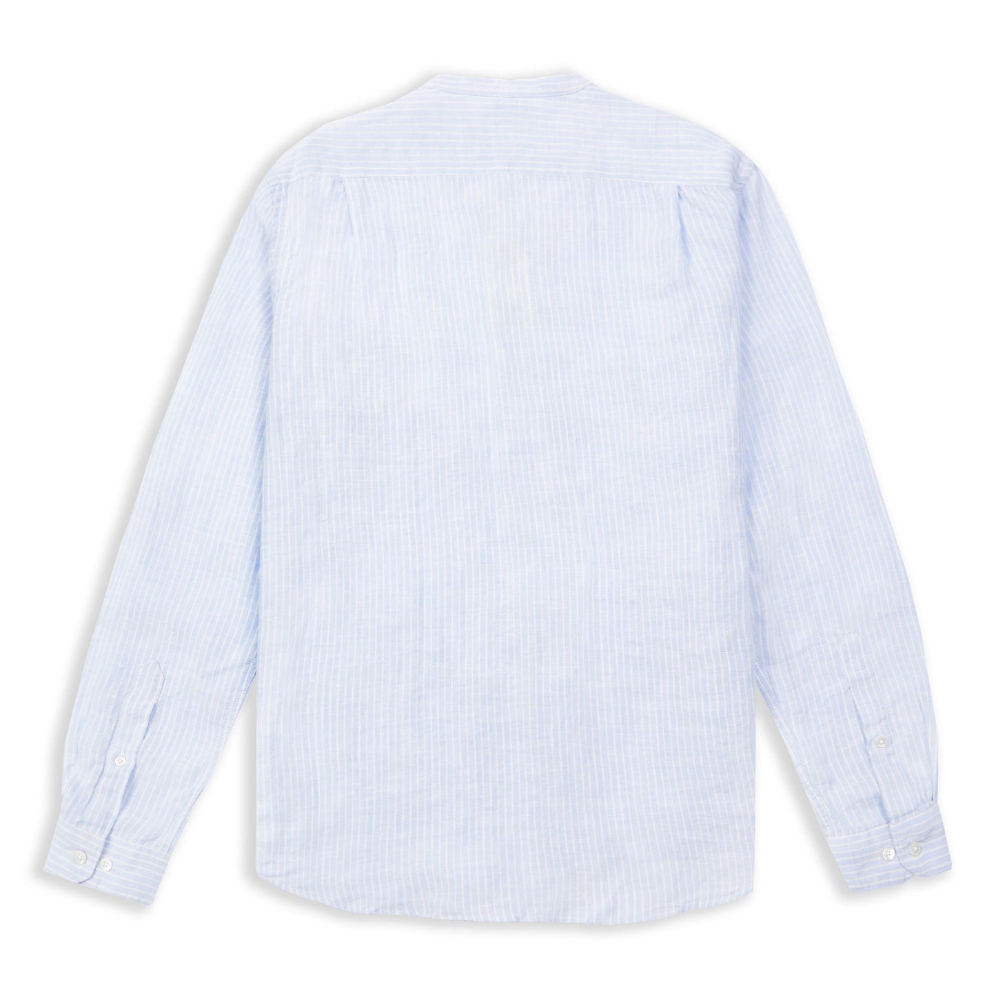 Premium Grandad Collar Linen Shirt - Blue & White