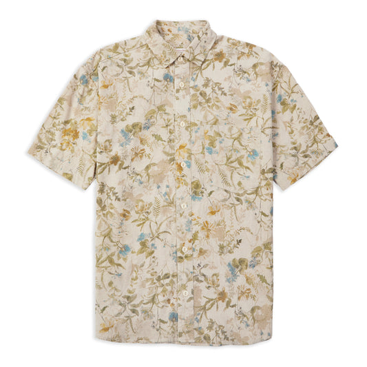 Quadro Short Sleeve Shirt - Green Print Natural