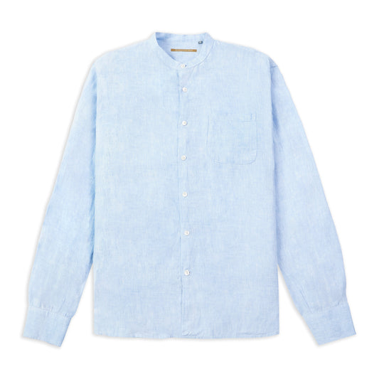 Grandad Collar Brooks Shirt - Sky