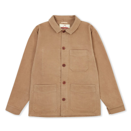 Luxury Heavyweight Moleskin Workwear Jacket - Beige