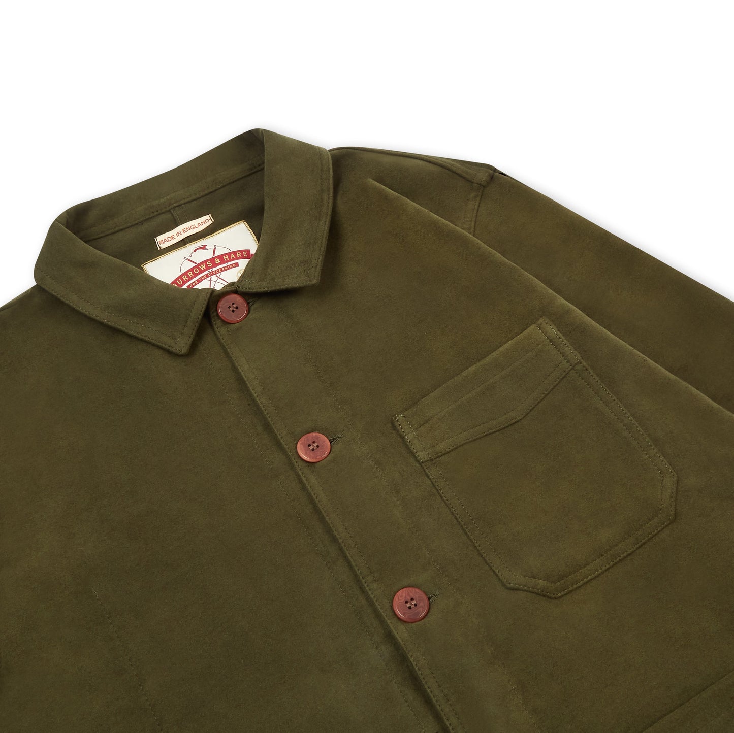 Luxury Heavyweight Moleskin Workwear Jacket - Moss