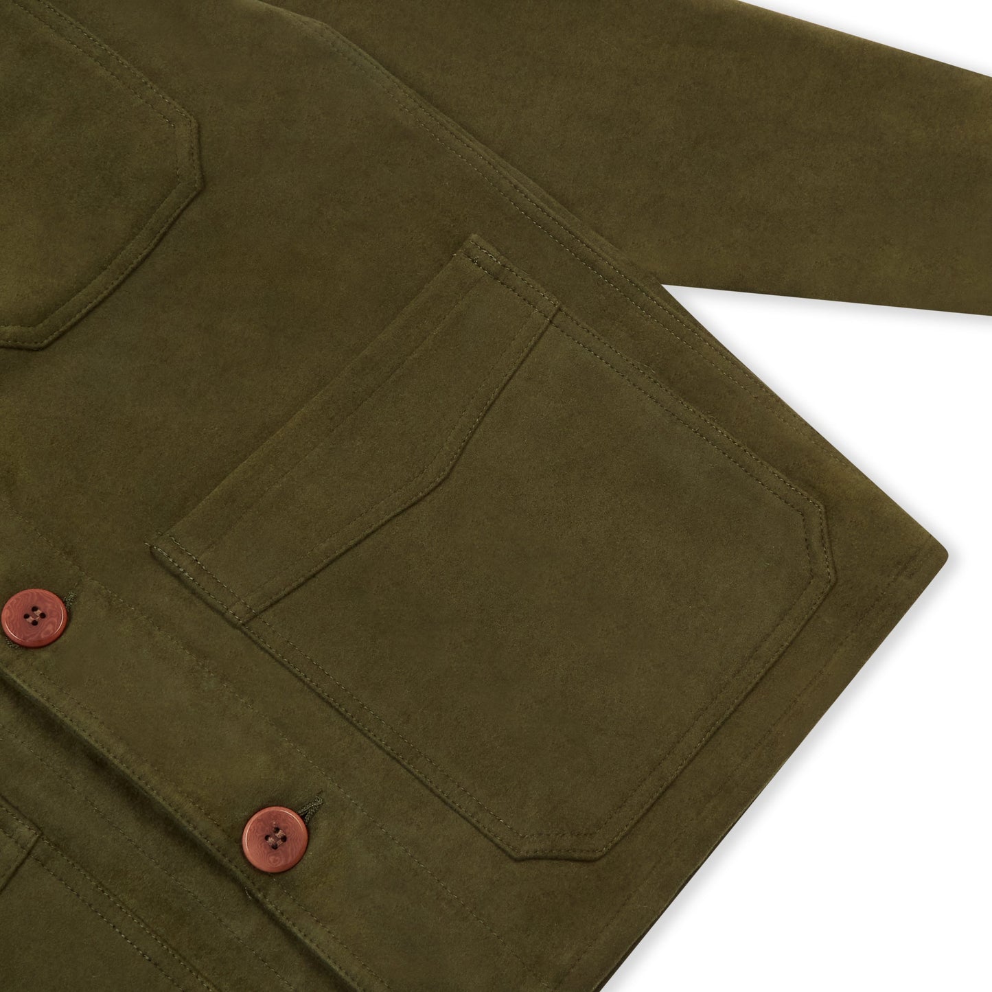 Luxury Heavyweight Moleskin Workwear Jacket - Moss