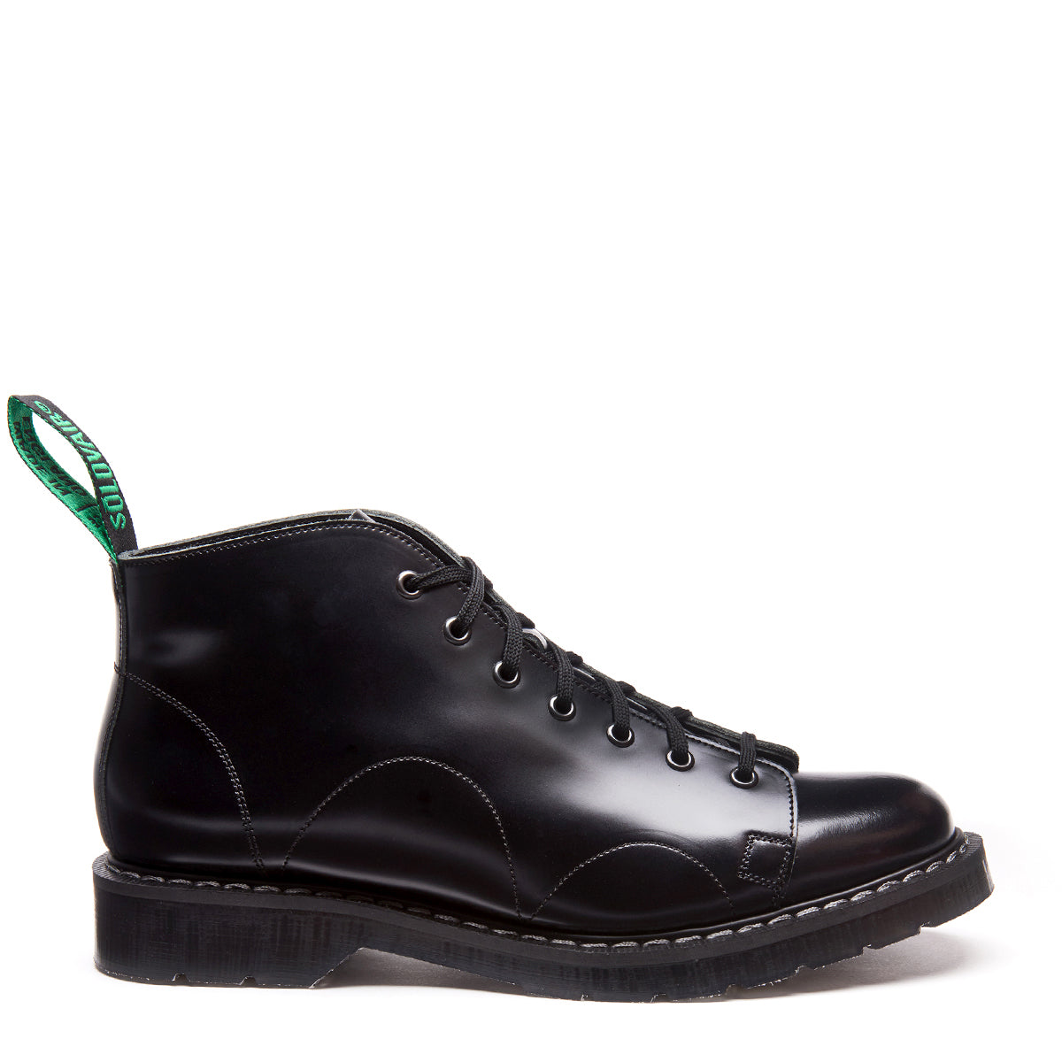 7 Eye Monkey Boot - Black Hi Shine Solovair Original Sole Smoke