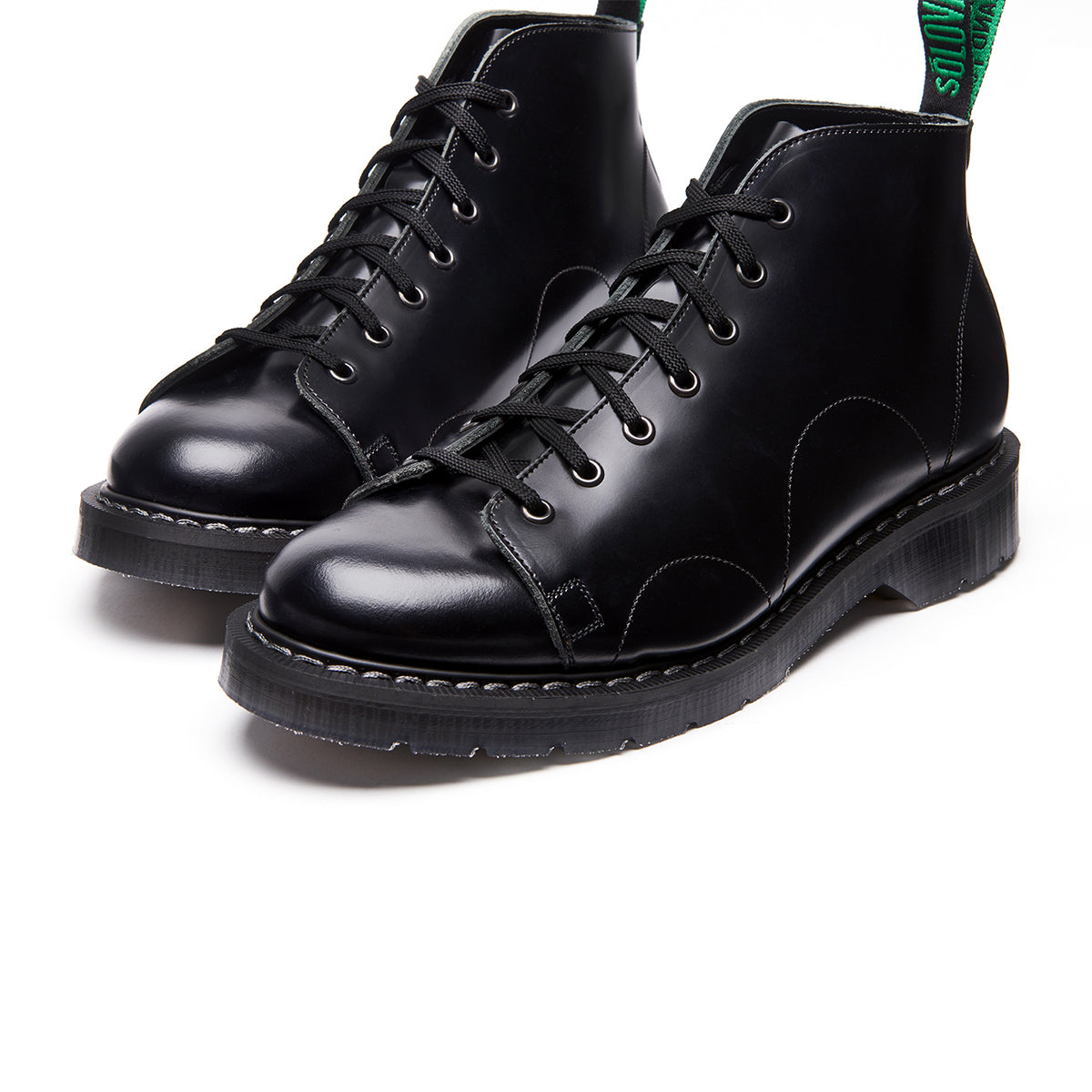 7 Eye Monkey Boot - Black Hi Shine Solovair Original Sole Smoke