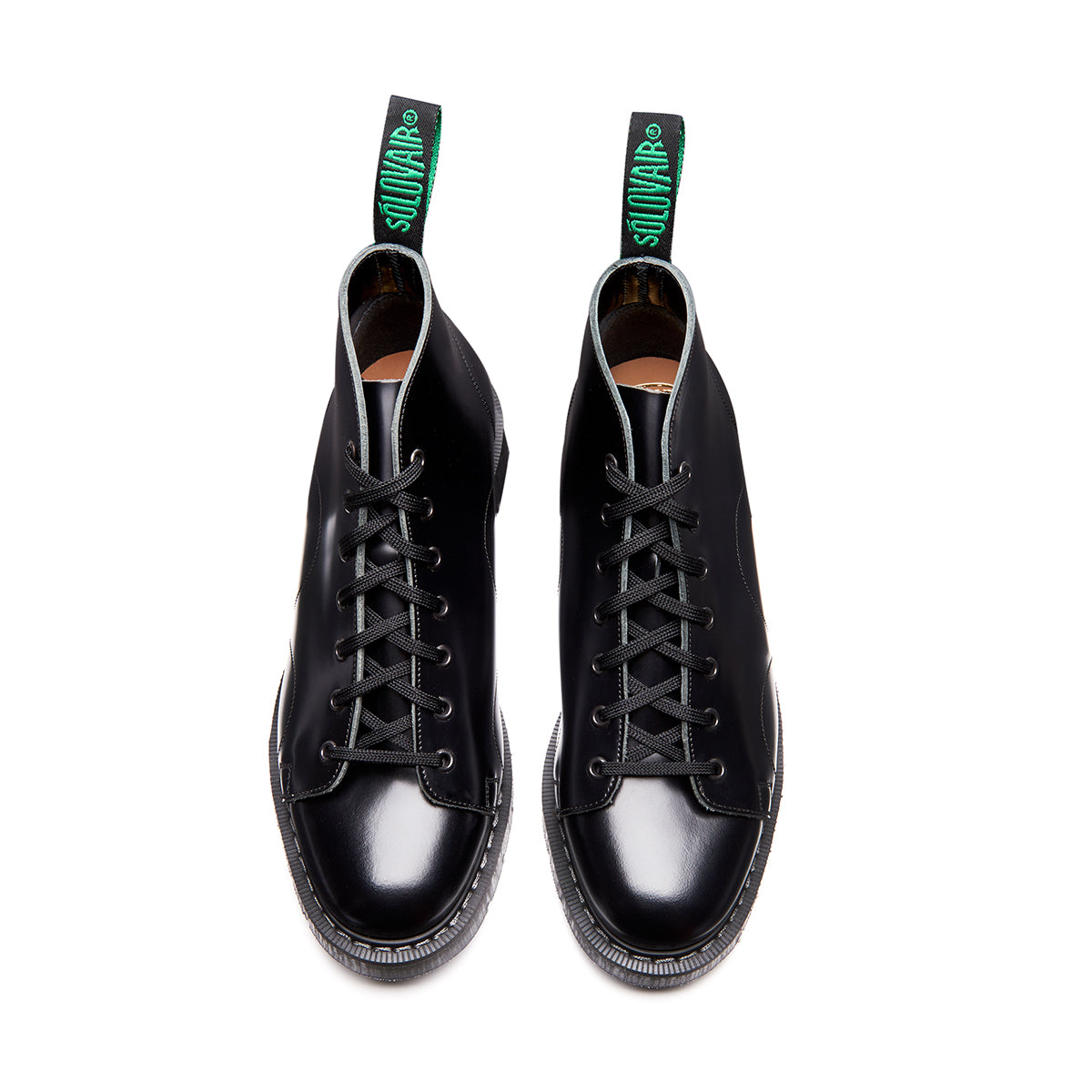 7 Eye Monkey Boot - Black Hi Shine Solovair Original Sole Smoke