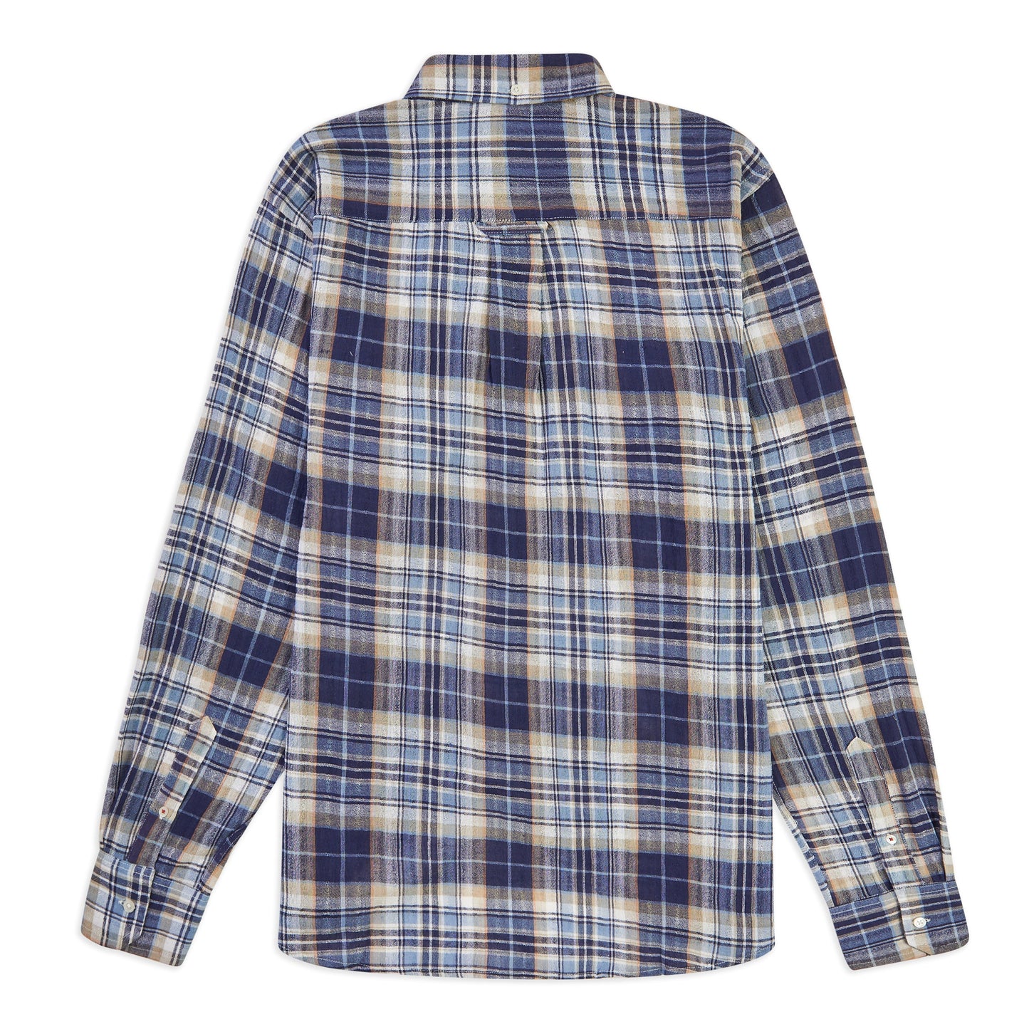 Burrows & Hare Madras Button Down Shirt - Blue