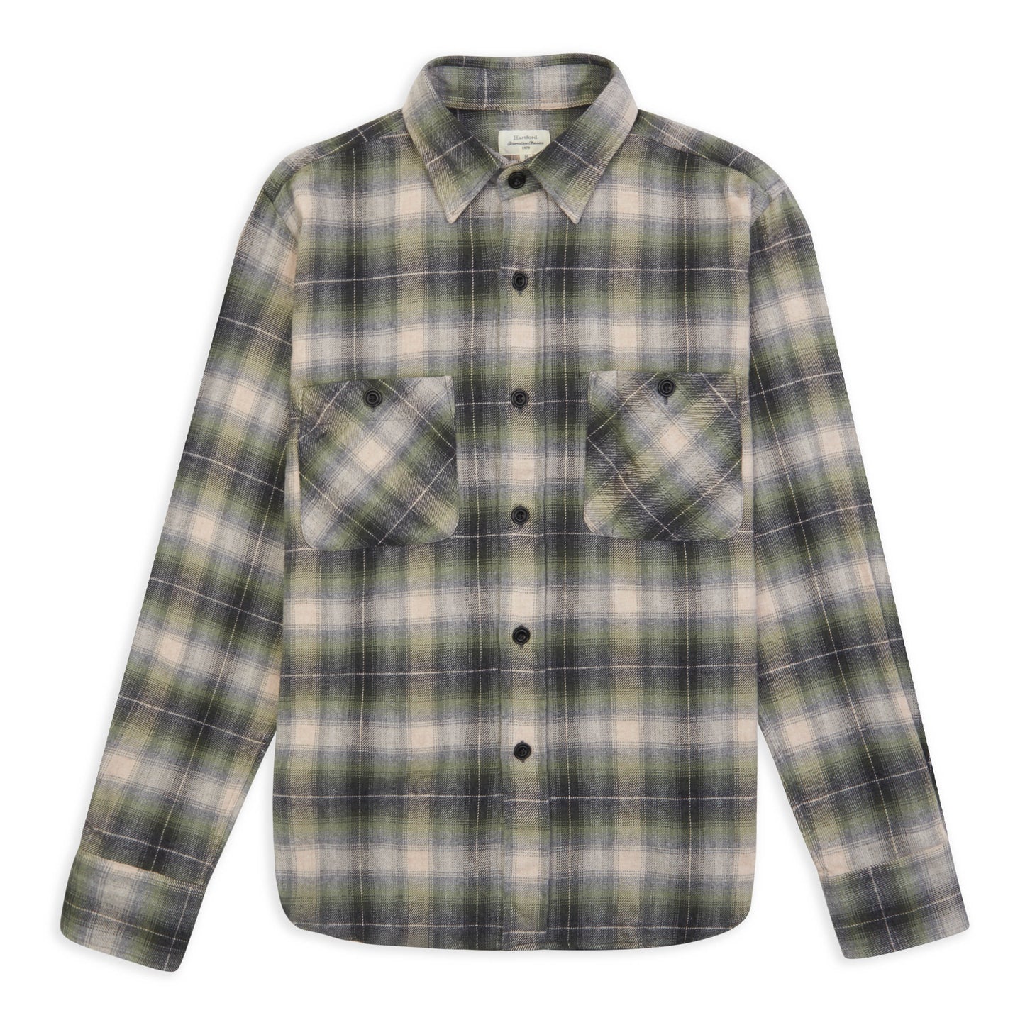 Hartford Percey Shirt - Grey & Green Check